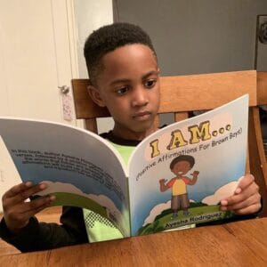 Reading I Am Positive Affirmations for Brown Boys